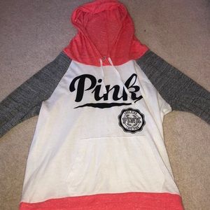A pink light weight sweatshirt